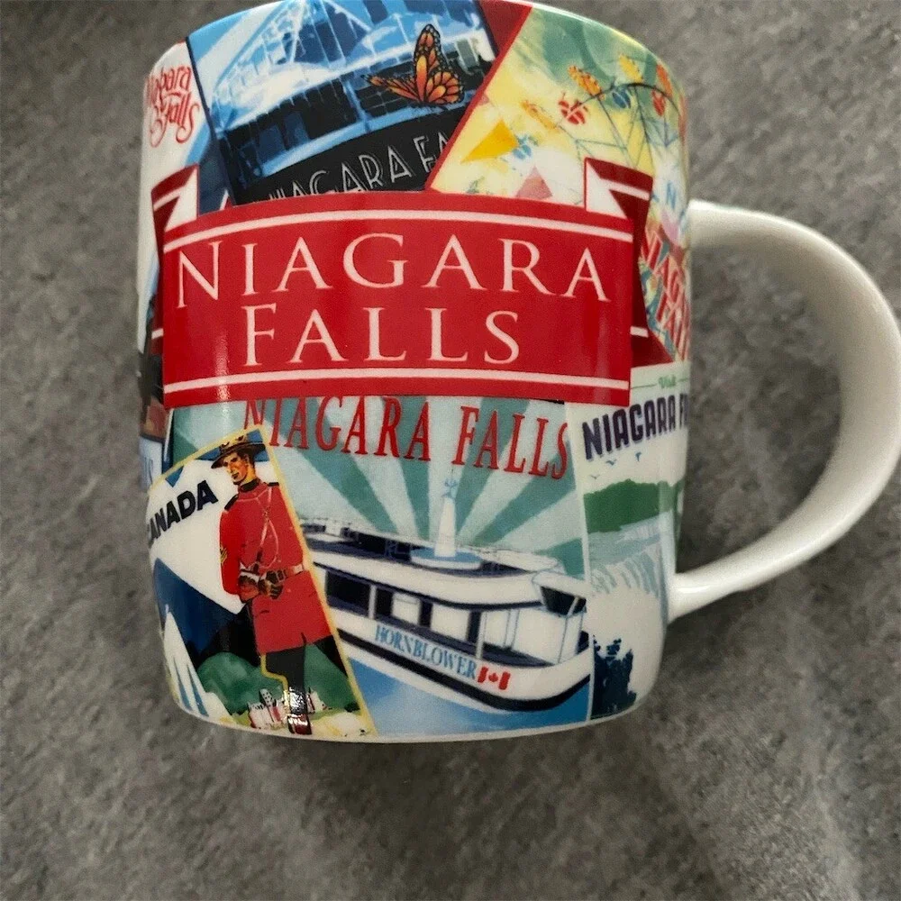 Niagara Falls Souvenir Coffee Mug Postcard Factory Collage Maid of the